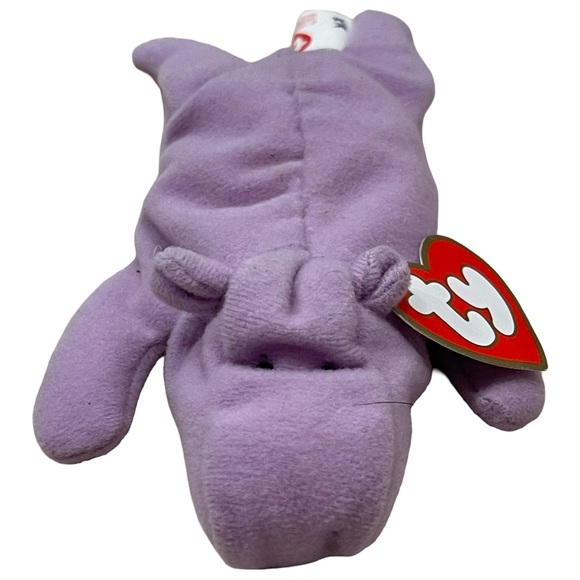 TY Teenie Beanie Baby Purple Hippo Named Happy! - Picture 1 of 6